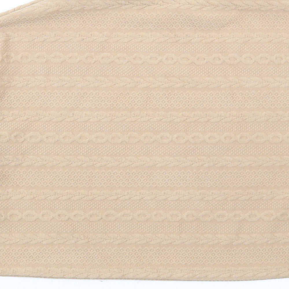 New Look Womens Beige Geometric Polyester Pullover Sweatshirt Size L Pullover