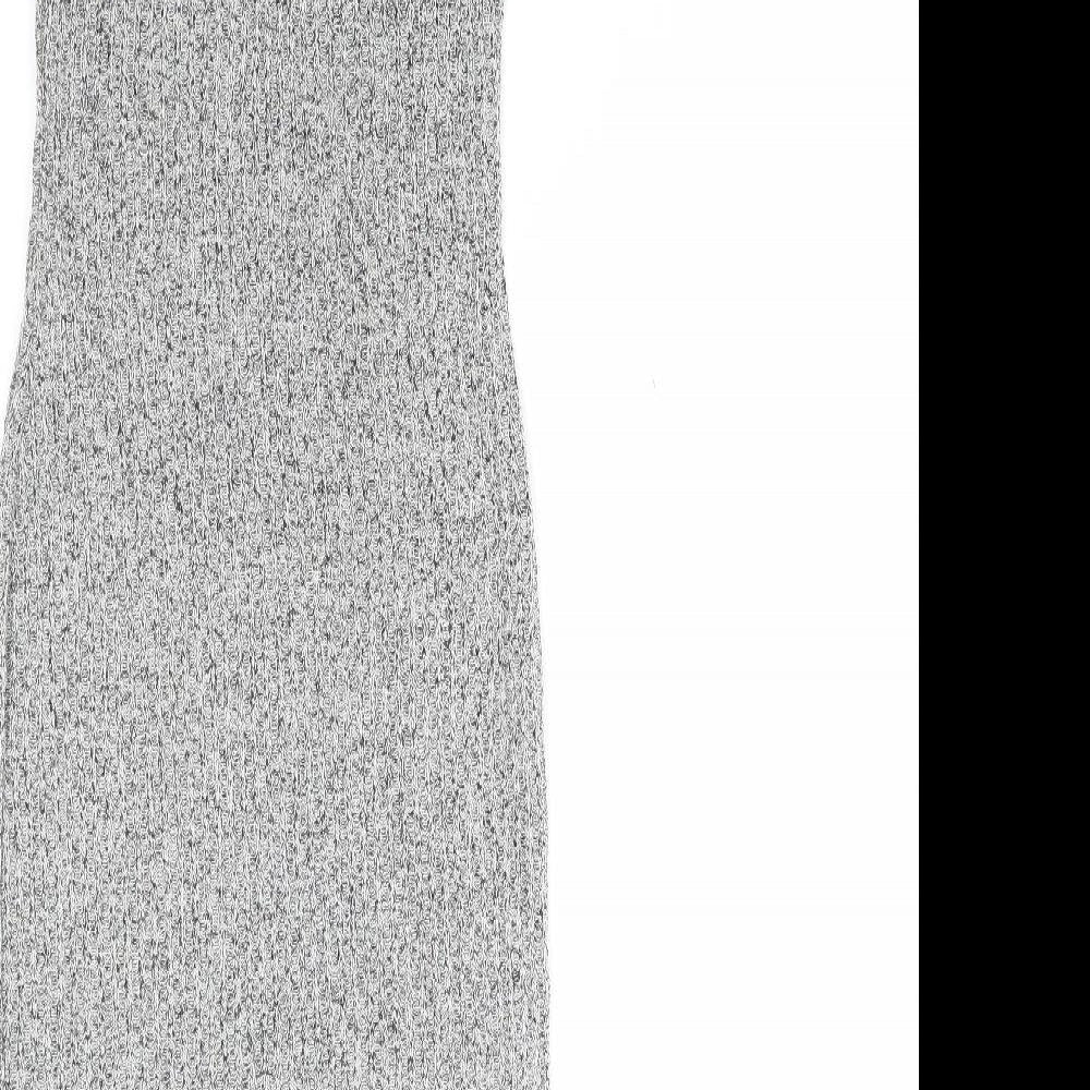 New Look Womens Grey Viscose Bodycon Size 8 Round Neck Zip
