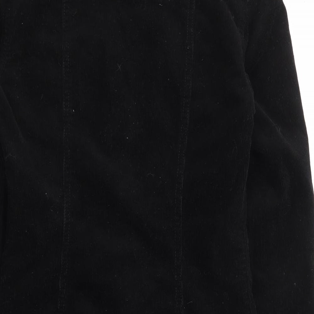 New Look Womens Black Cotton Shirt Dress Size 6 Collared Button