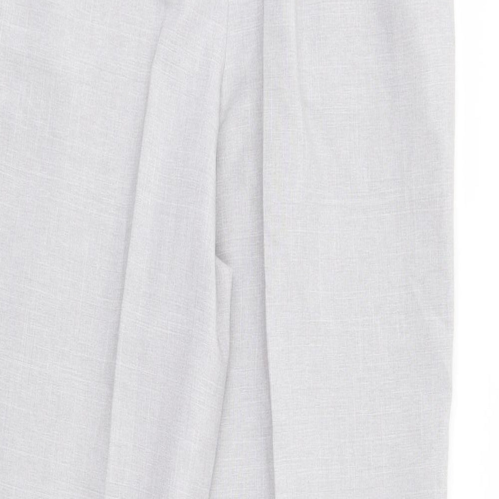 BHS Womens Grey Polyester Trousers Size 14 L28 in Regular Zip