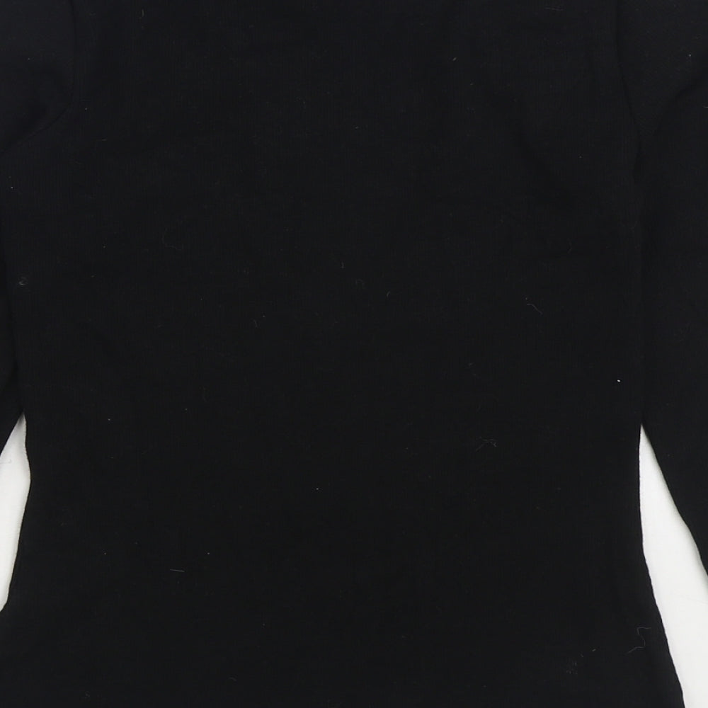 Savida Womens Black Round Neck Cotton Pullover Jumper Size XS