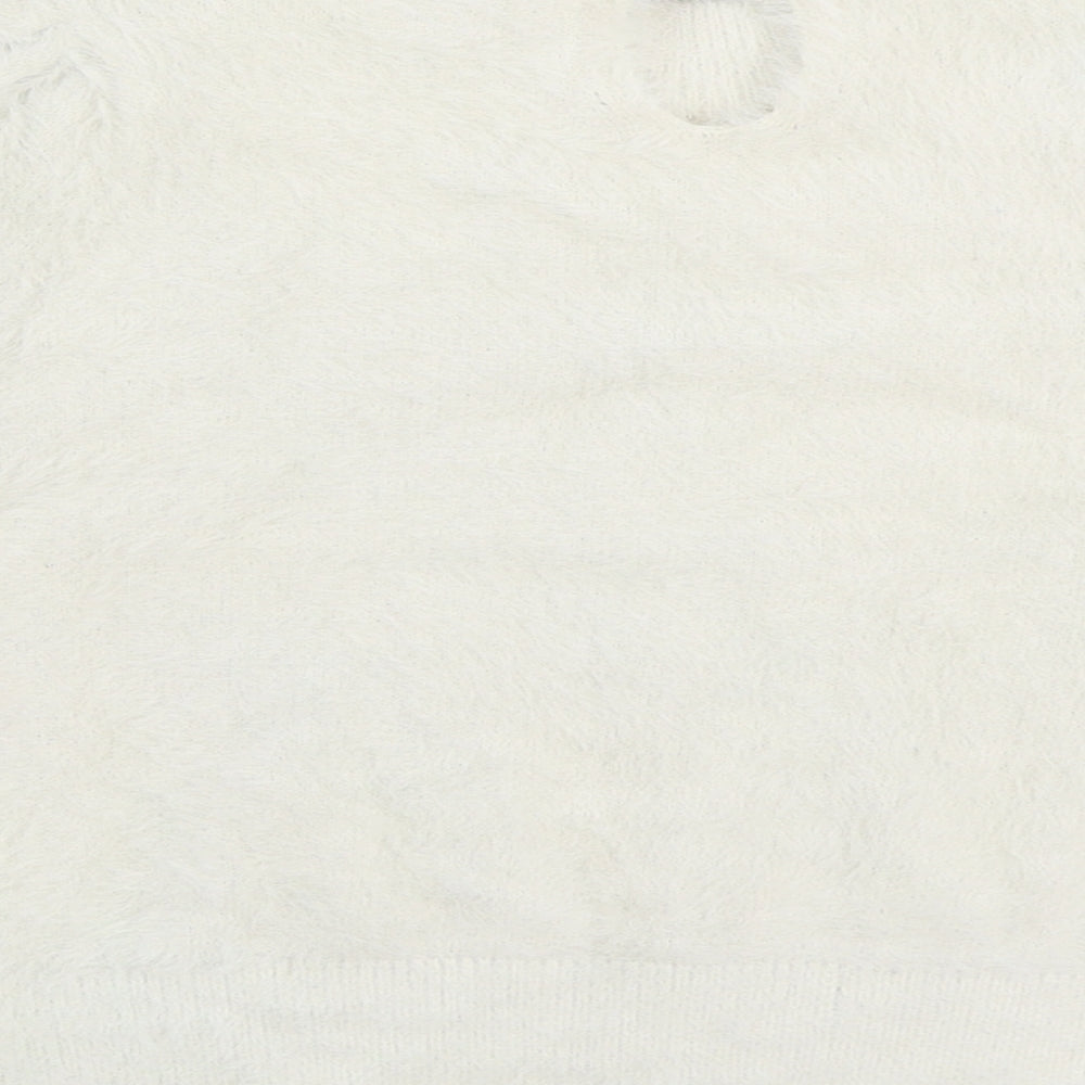 NEXT Girls White Mock Neck Nylon Pullover Jumper Size 10 Years Button