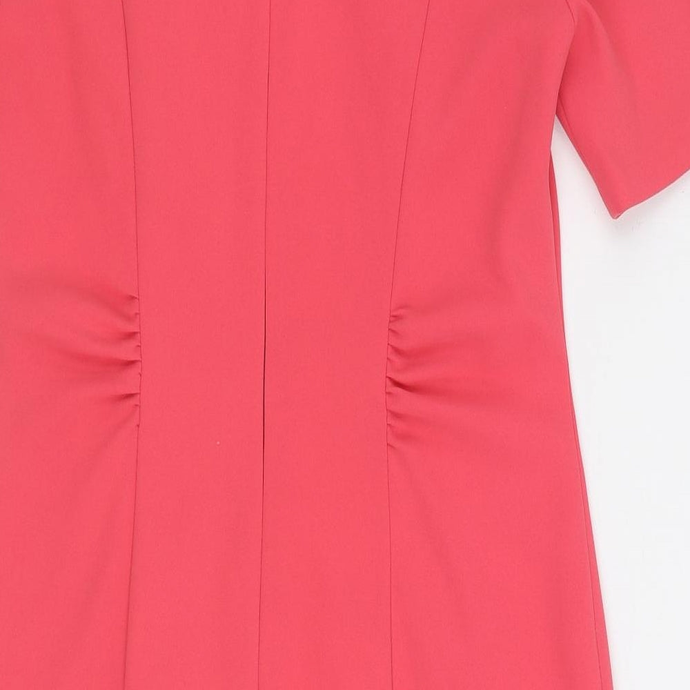 APANAGE Womens Pink Polyester Pencil Dress Size 14 Round Neck Zip