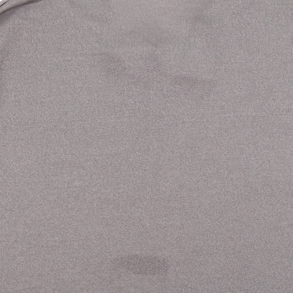 Gallery Womens Grey Polyester Basic T-Shirt Size S V-Neck