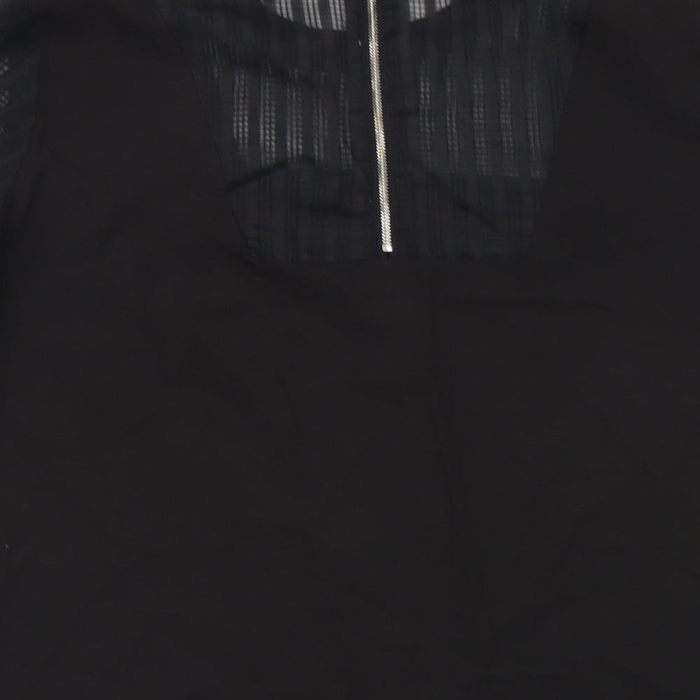 Rant & Rave Womens Black Polyester Basic Blouse Size 10 High Neck