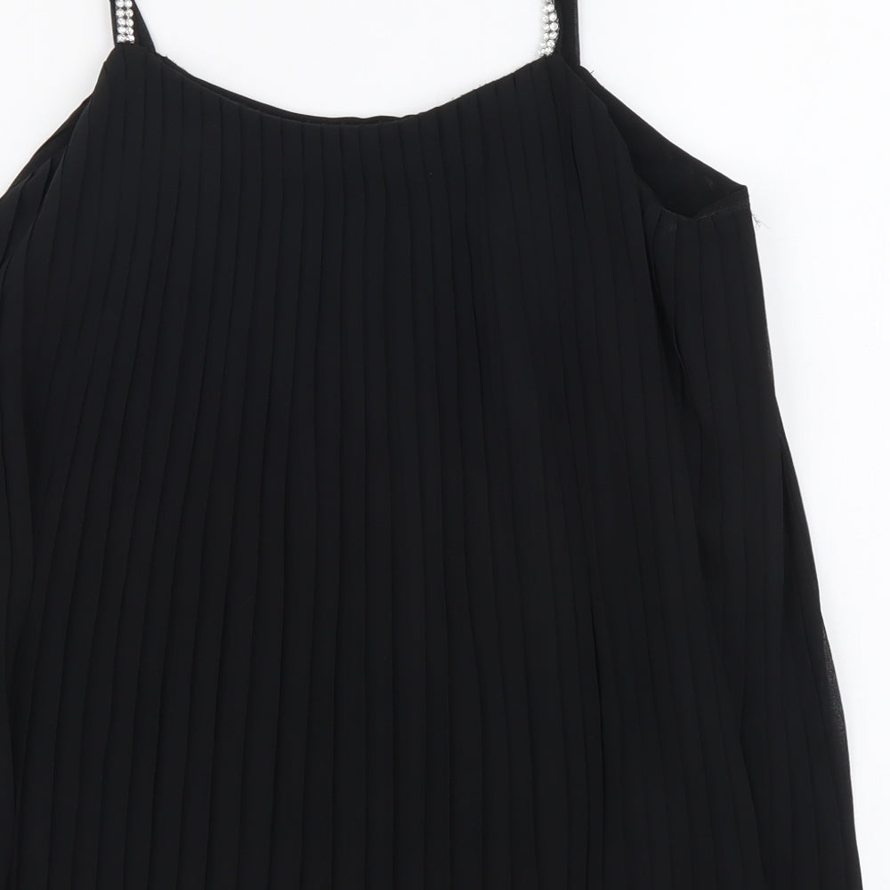 Quiz Womens Black Polyester Camisole Blouse Size 6 Round Neck