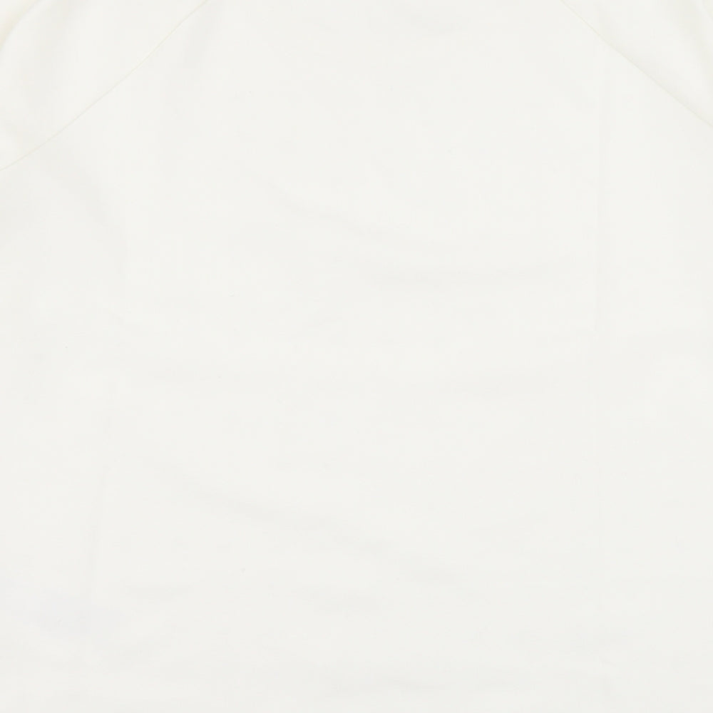 Preworn Womens Ivory Polka Dot Cotton Basic T-Shirt Size 12 Round Neck