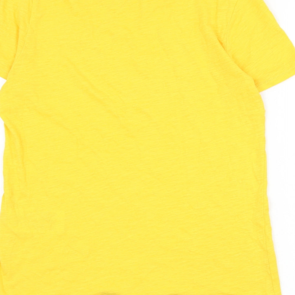 Only Womens Yellow Cotton Basic T-Shirt Size S Round Neck - Honey
