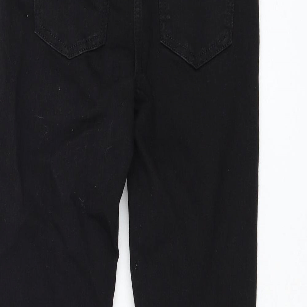 Next Girls Black Cotton Skinny Jeans Size 9 Months Regular Zip - Distressed