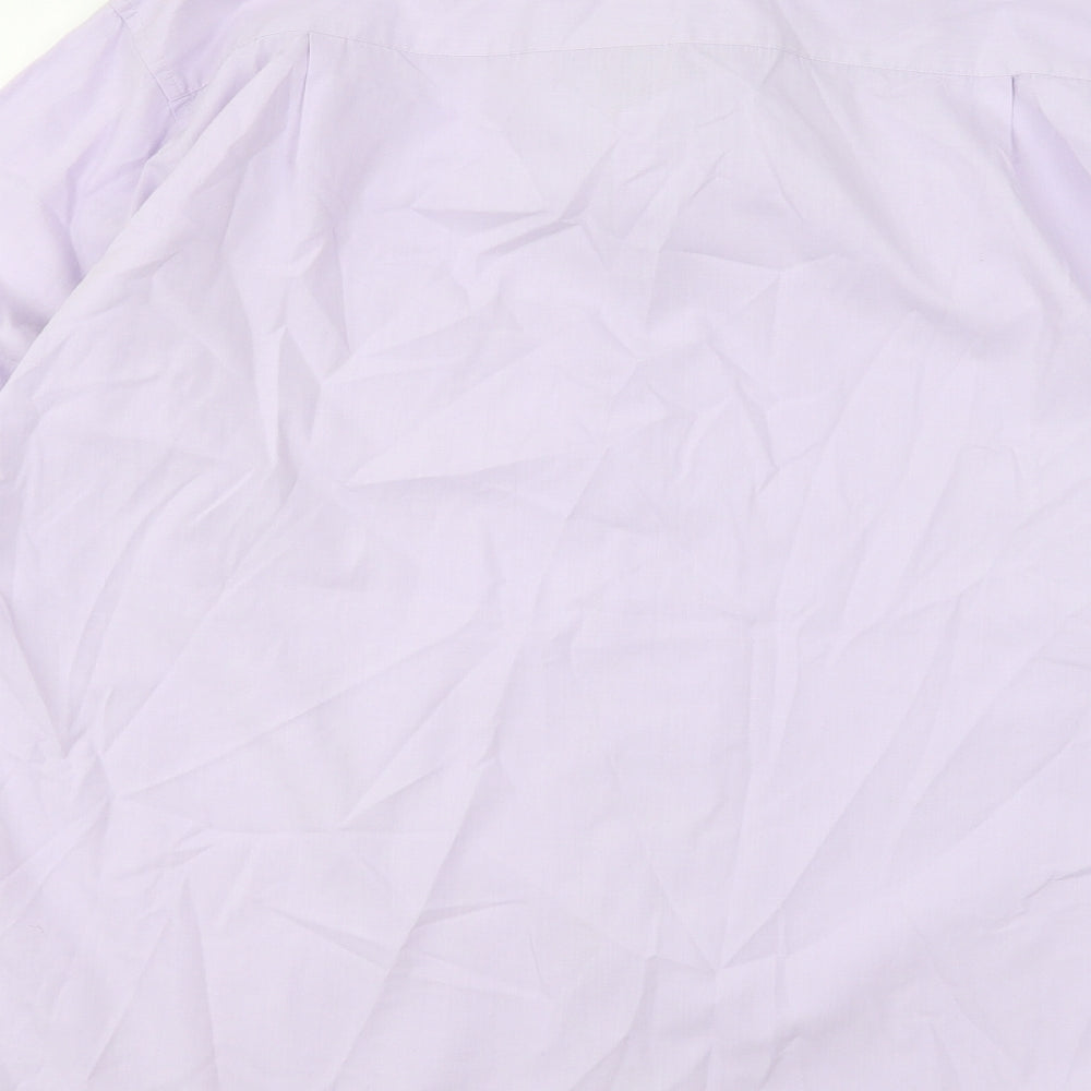 Precision Mens Purple Polyester Button-Up Size 16 Collared Button