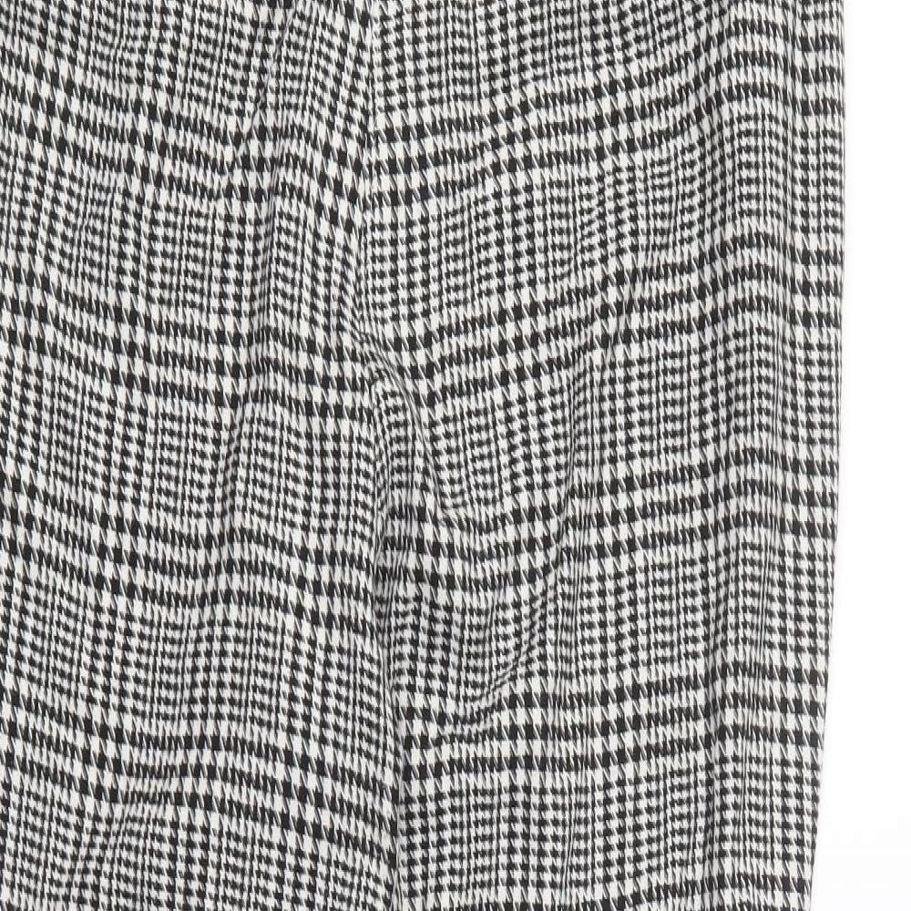 Dorothy Perkins Womens Black Geometric Polyester Trousers Size 12 L25 in Regular Button - Houndstooth