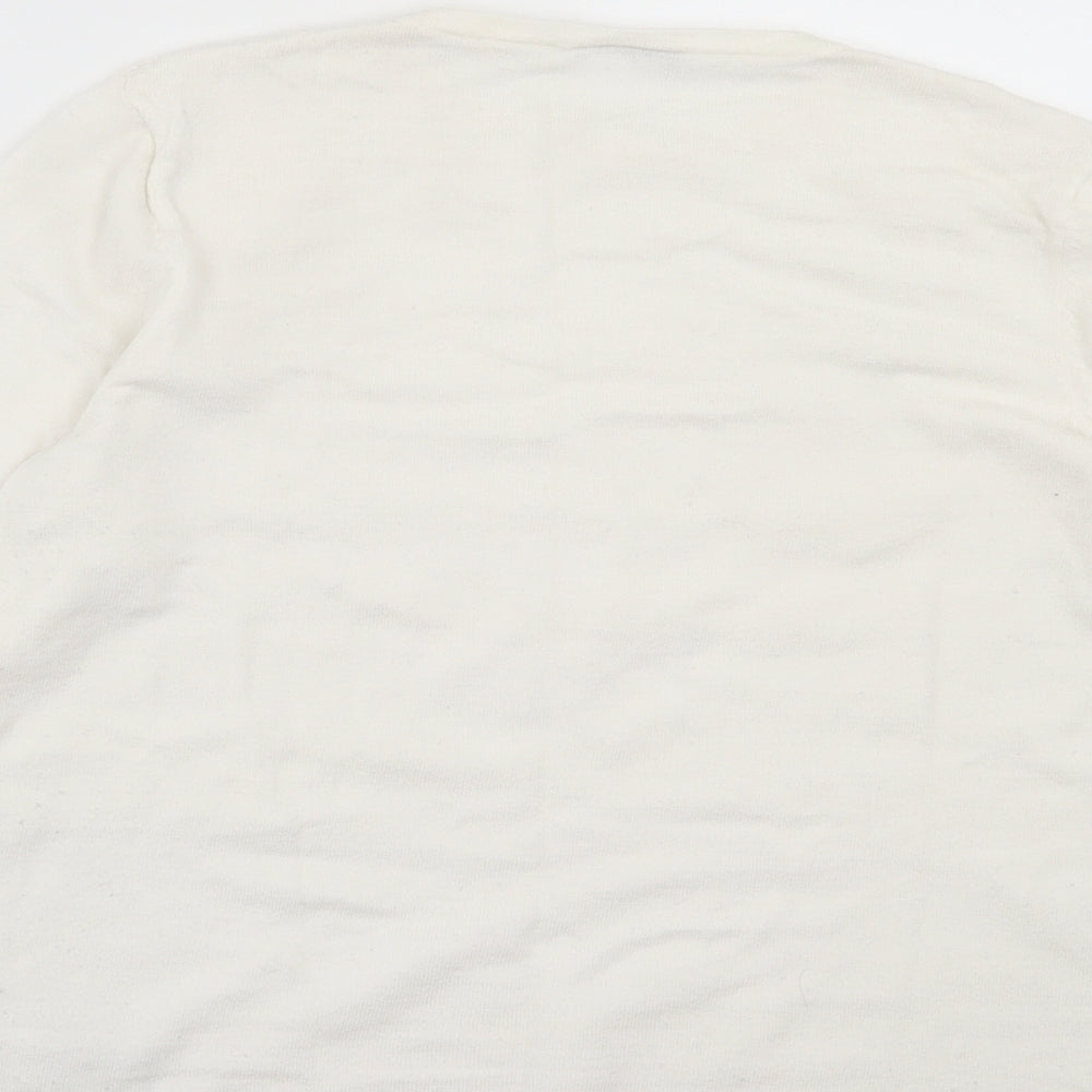 Warehouse Womens White Crew Neck Viscose Pullover Jumper Size 12