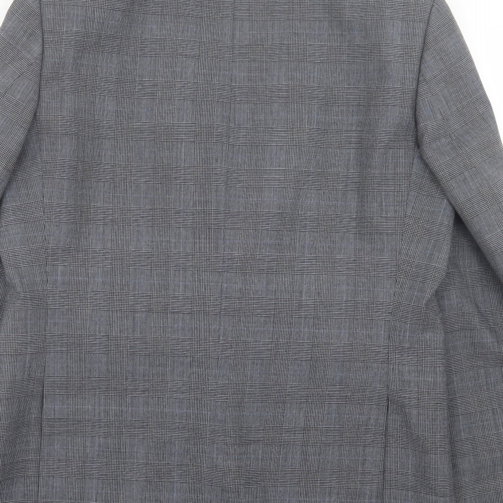 C&A Mens Grey Plaid Wool Jacket Suit Jacket Size 40