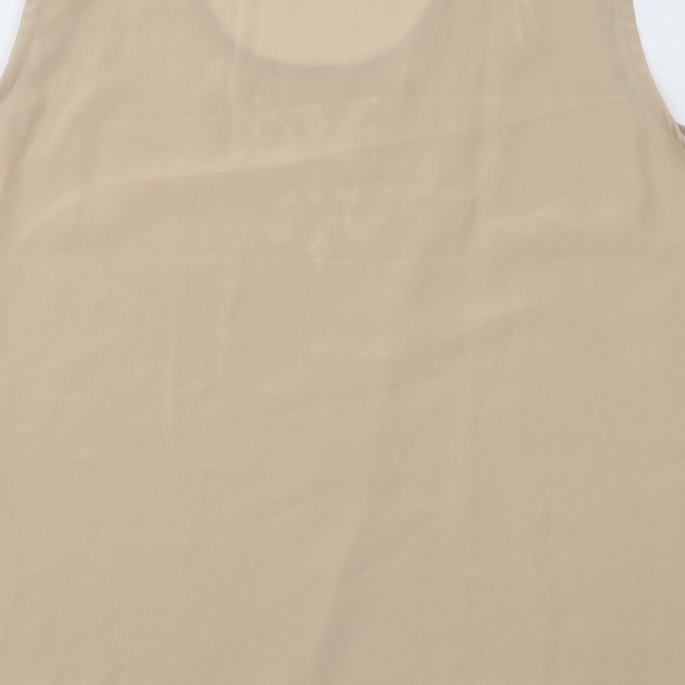 Michael Gold Womens Beige Polyester Basic Tank Size 2XL Round Neck