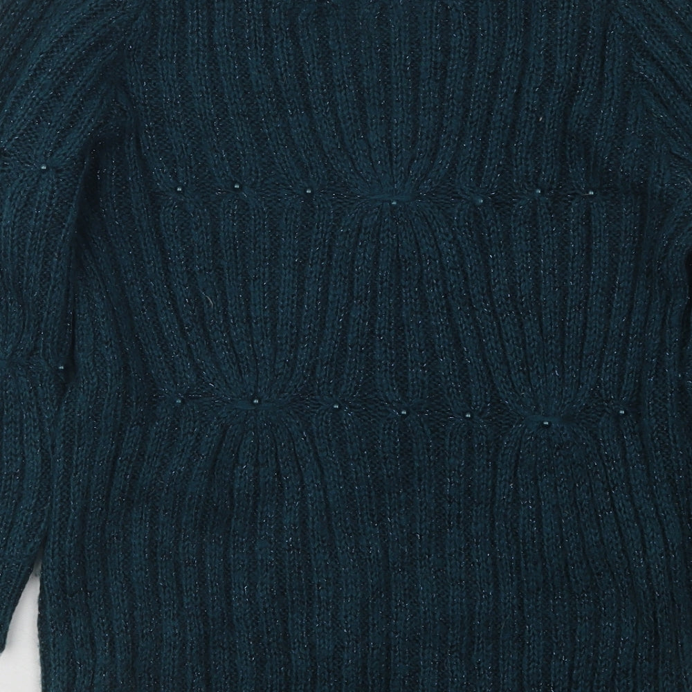 Dunnes Stores Womens Green V-Neck Acrylic Pullover Jumper Size 10