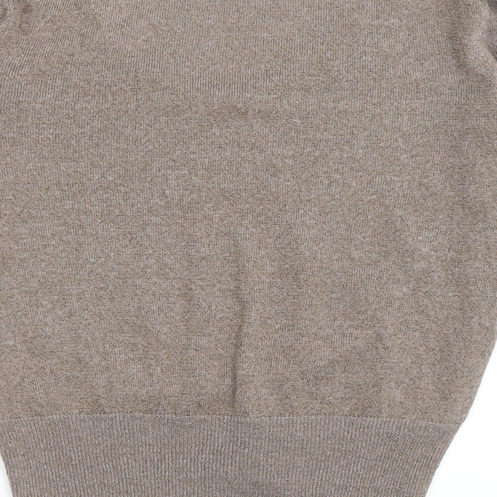 Scriba Womens Brown Scoop Neck Acrylic Pullover Jumper Size S