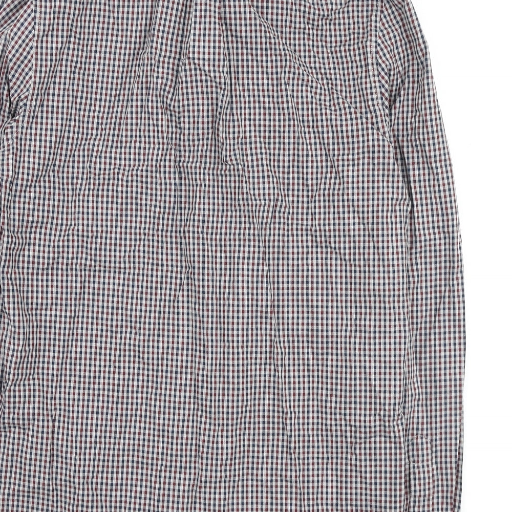 NEXT Mens Grey Plaid Cotton Button-Up Size S Collared Button
