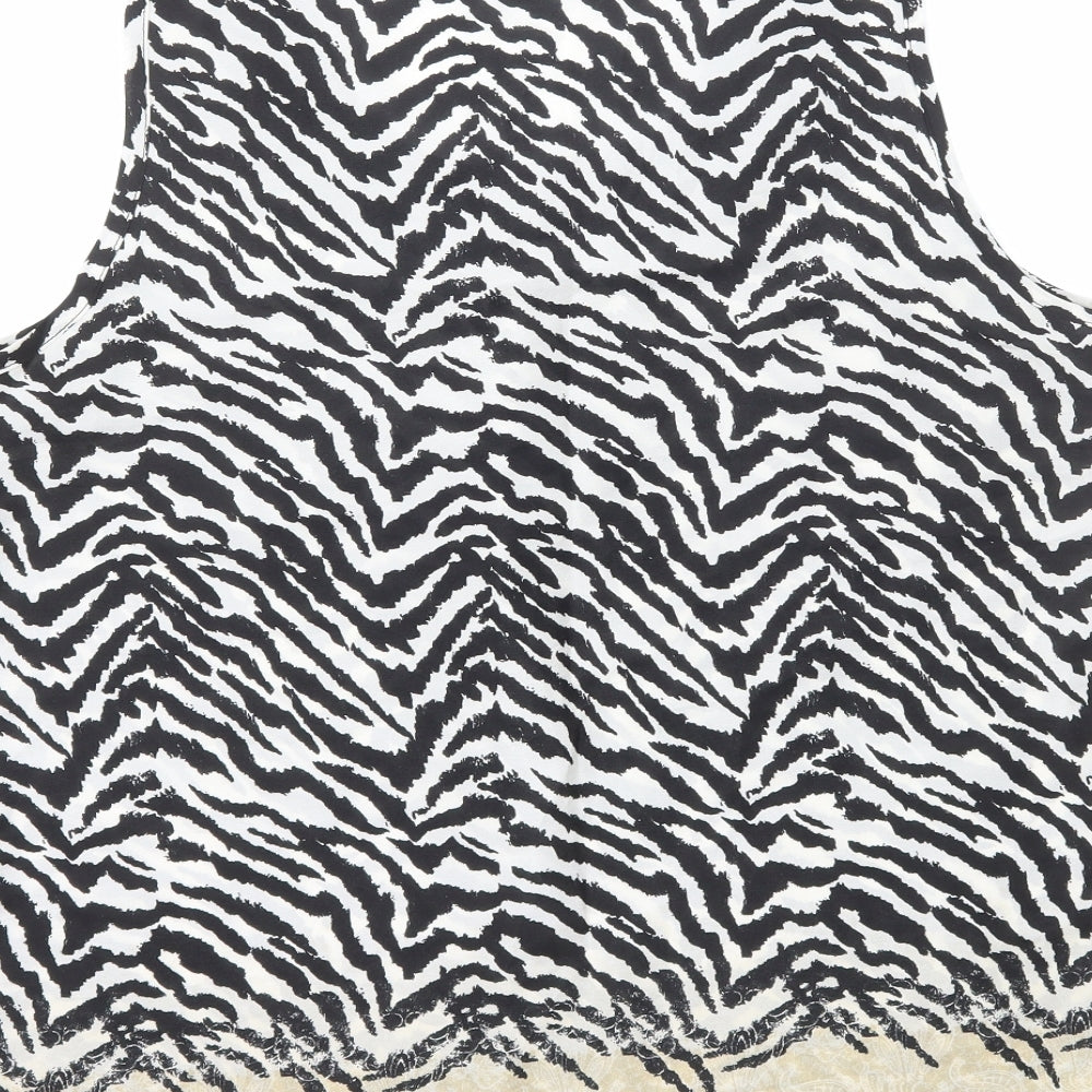 Wallis Womens Multicoloured Animal Print Polyester Basic Tank Size L Round Neck - Zebra Print