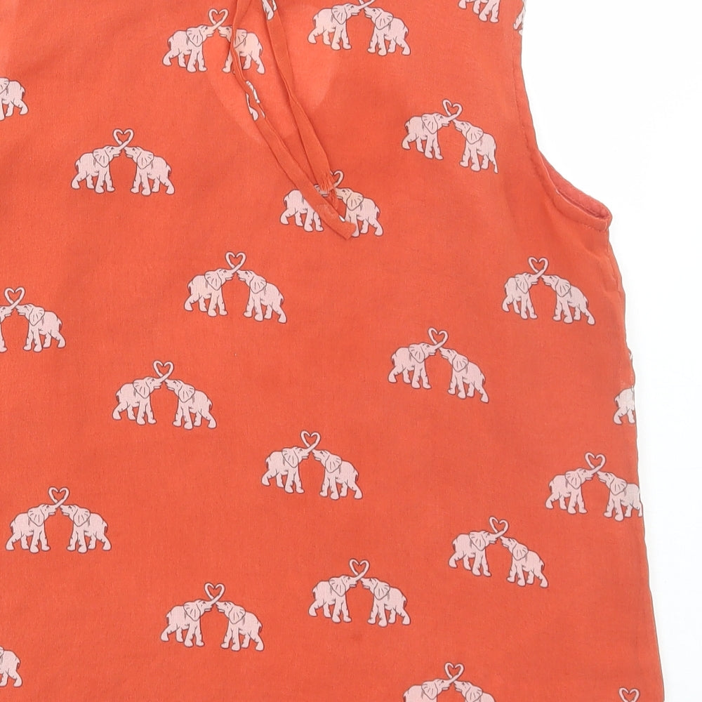 Sugarhill Boutique Womens Red Geometric Polyester Basic Blouse Size M Round Neck - Elephant Print