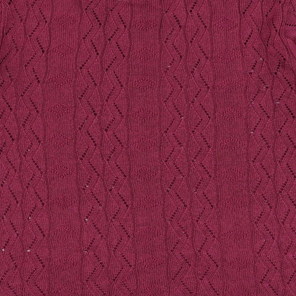 Berkertex Womens Purple Round Neck Geometric Acrylic Pullover Jumper Size 18