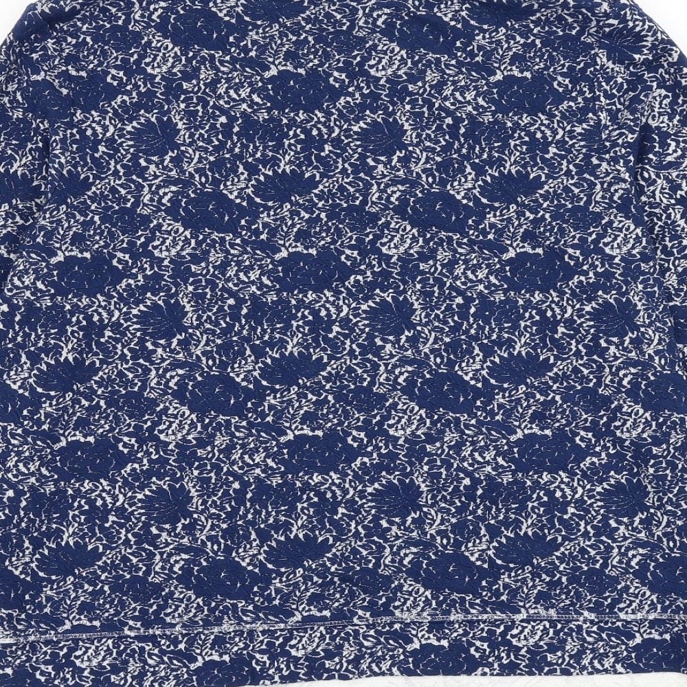 Marks & Spencer Womens Blue Collared Floral Viscose Pullover Jumper Size 12 - Shirt and Jumper
