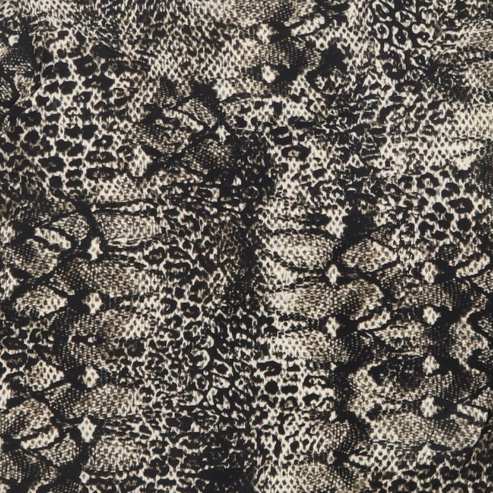 Classic Womens Black Animal Print Polyester Basic Button-Up Size 14 Collared