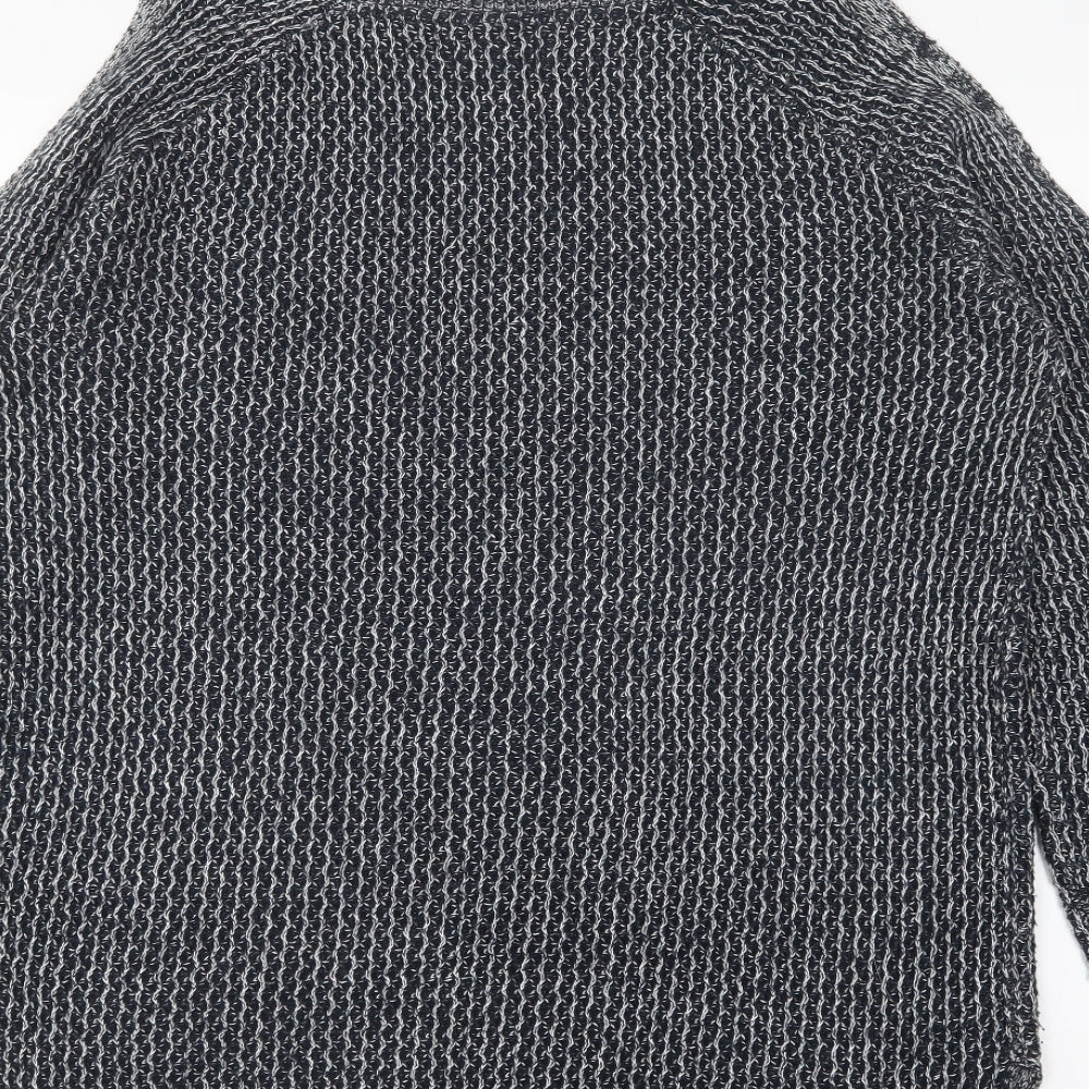 Papaya Womens Blue Round Neck Cotton Pullover Jumper Size M