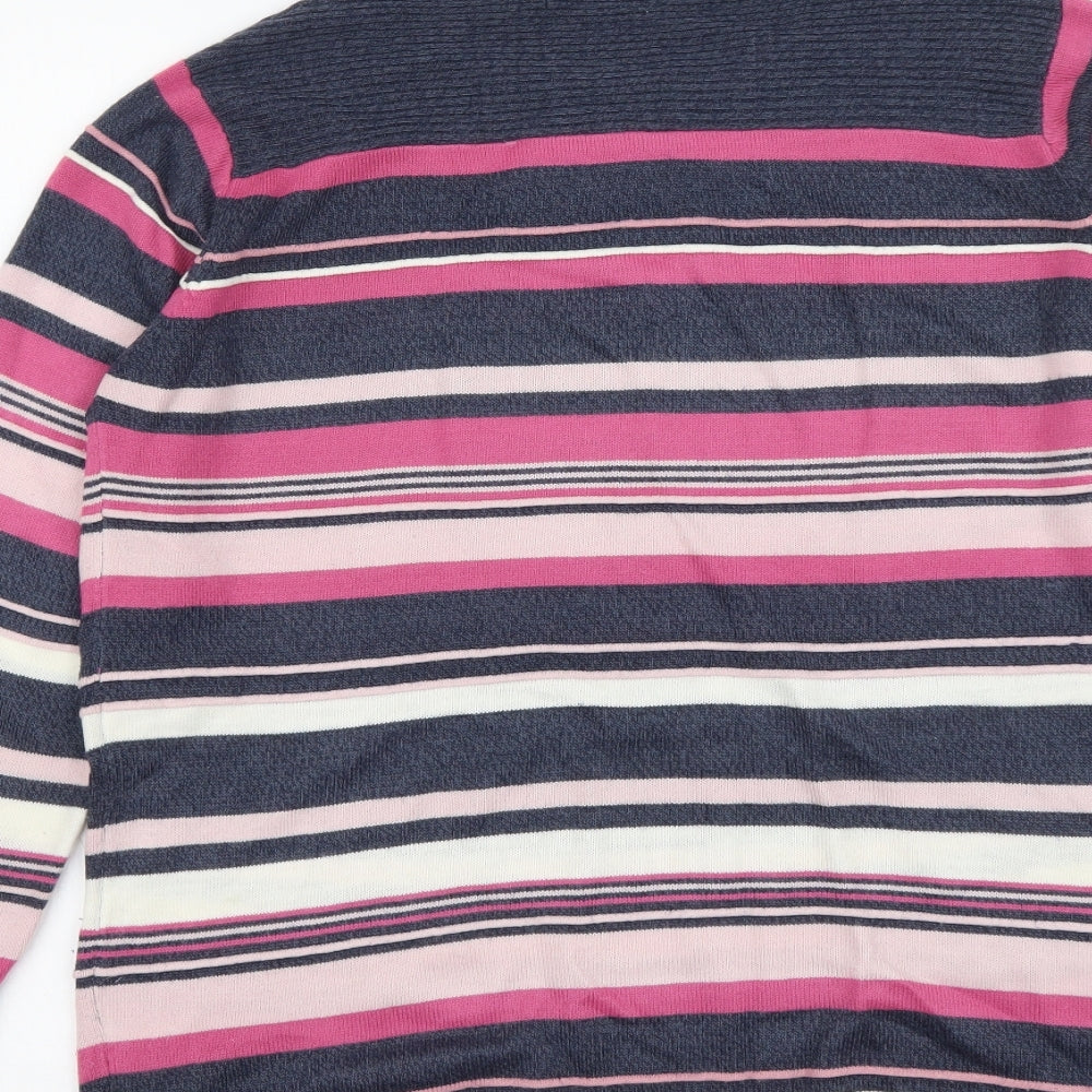 EWM Womens Multicoloured Round Neck Striped Acrylic Pullover Jumper Size S