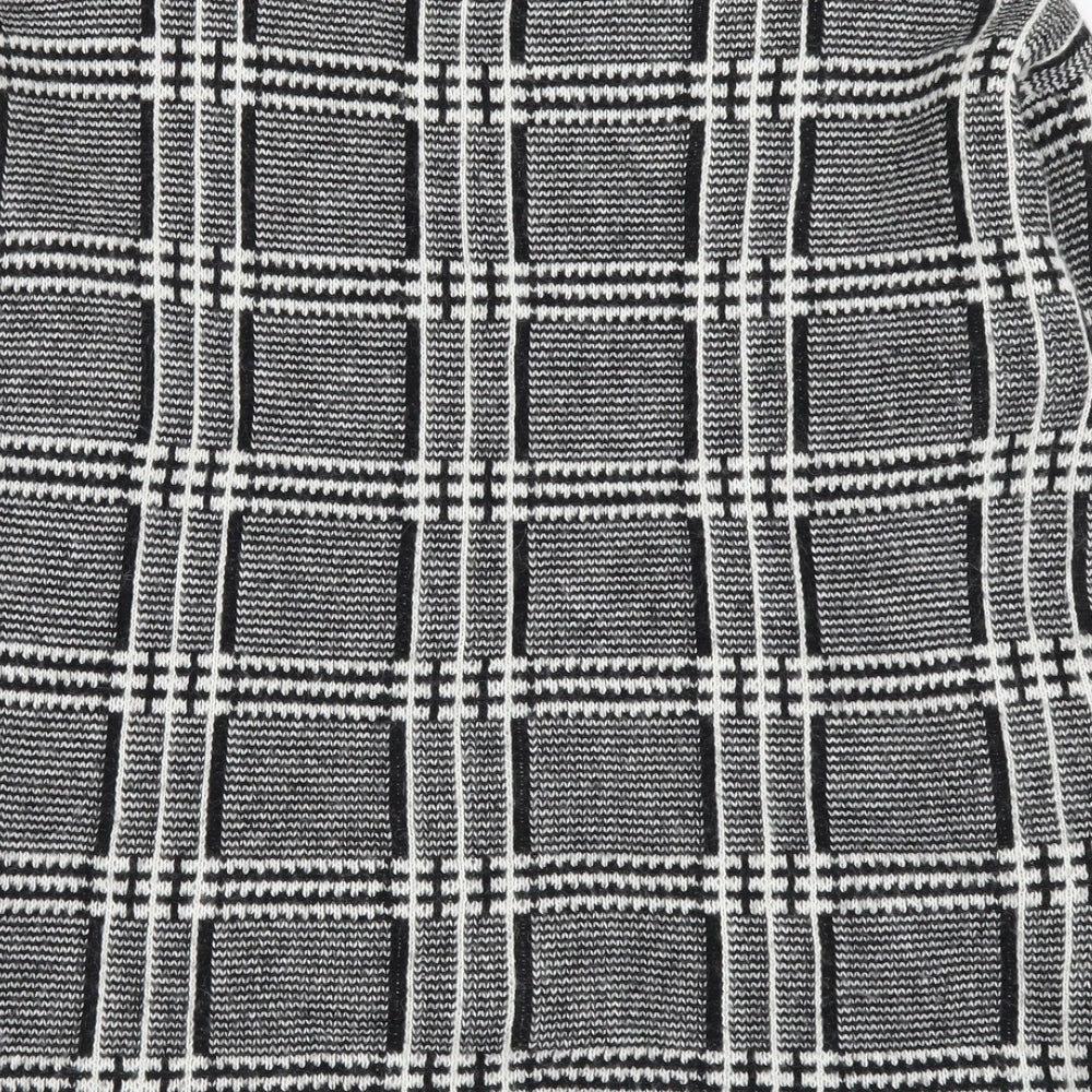 Marks & Spencer Womens Black Round Neck Plaid Acrylic Pullover Jumper Size 12