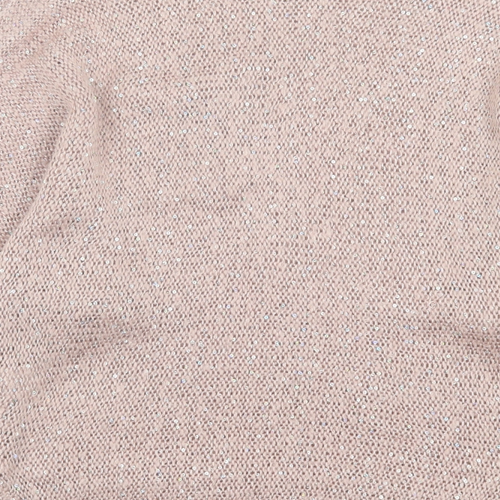 Select Womens Pink Boat Neck Acrylic Pullover Jumper Size 12 - Pocket Detail