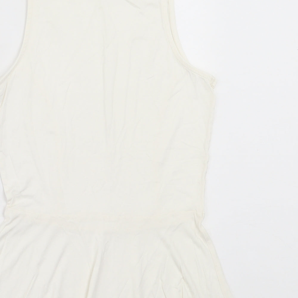 NEXT Womens White Viscose Basic Tank Size 10 Crew Neck