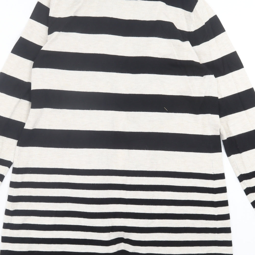 M&Co Womens Beige V-Neck Striped Viscose Cardigan Jumper Size 12