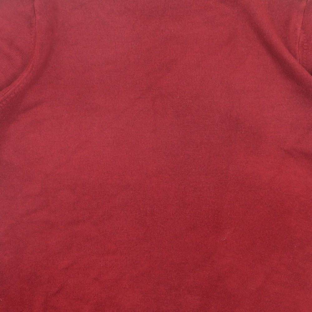 Marks & Spencer Womens Red Crew Neck Acrylic Pullover Jumper Size 12