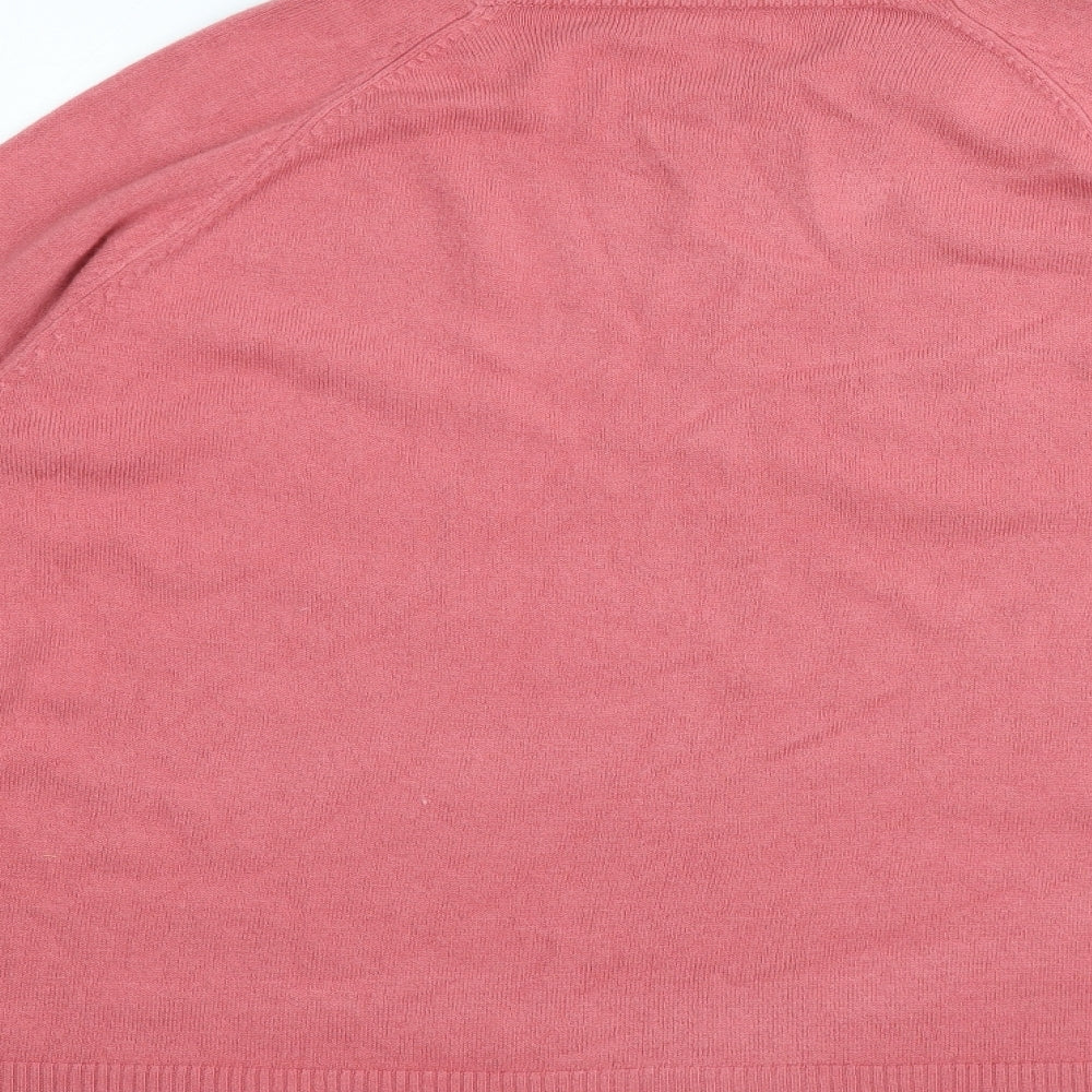 Preworn Womens Pink Round Neck Polyester Pullover Jumper Size L