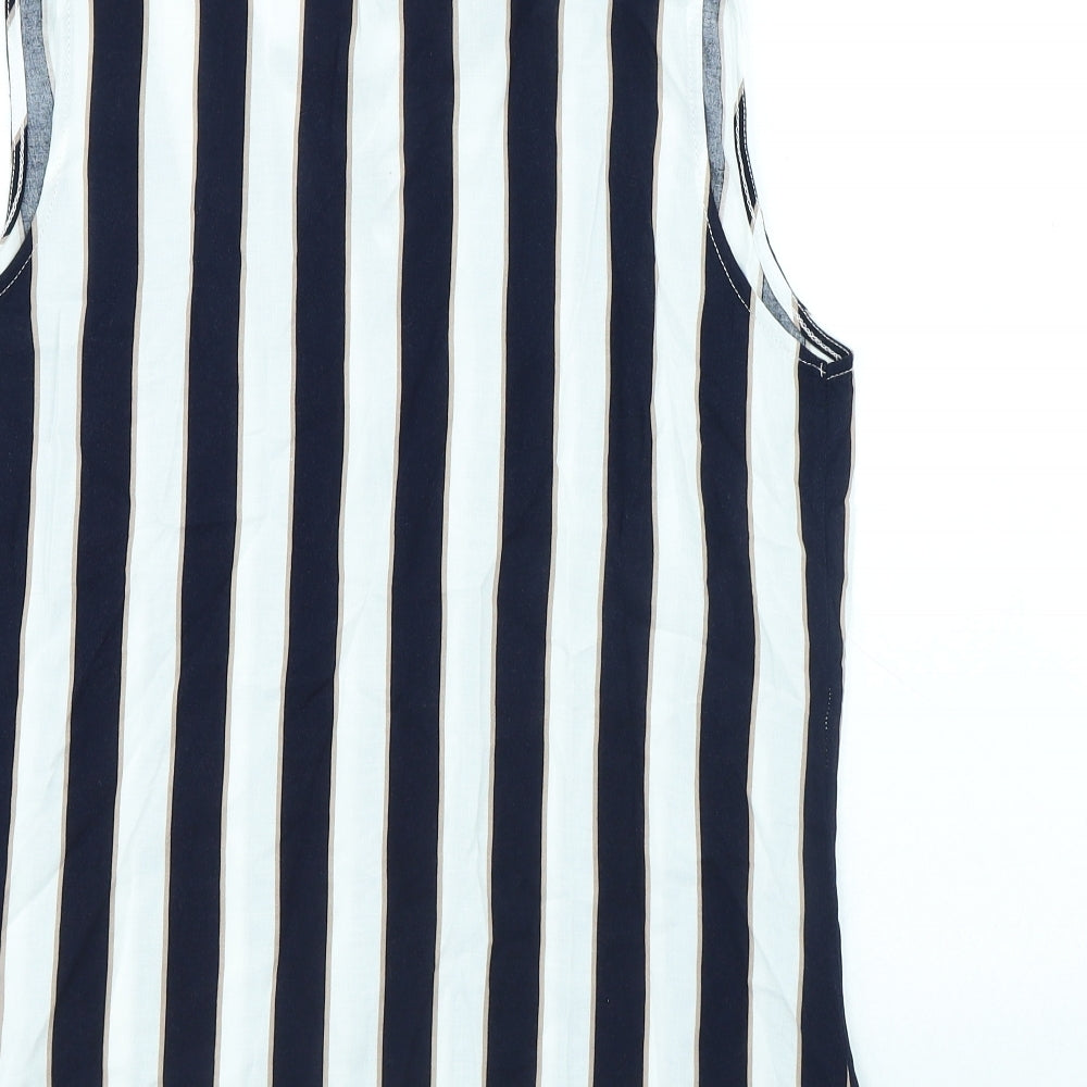Gerard Womens White Striped Viscose Basic Tank Size 12 V-Neck