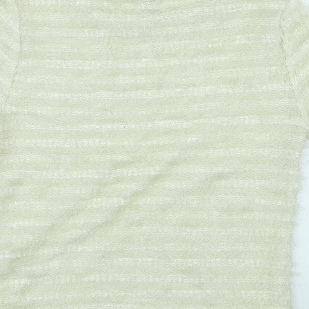 New Look Womens White Polyamide Basic T-Shirt Size 8 Round Neck
