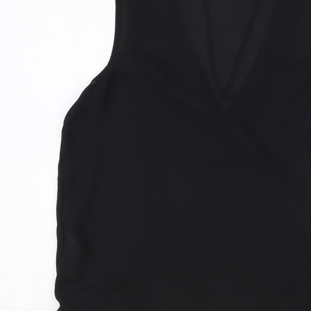 New Look Womens Black Polyester Basic Blouse Size 10 V-Neck