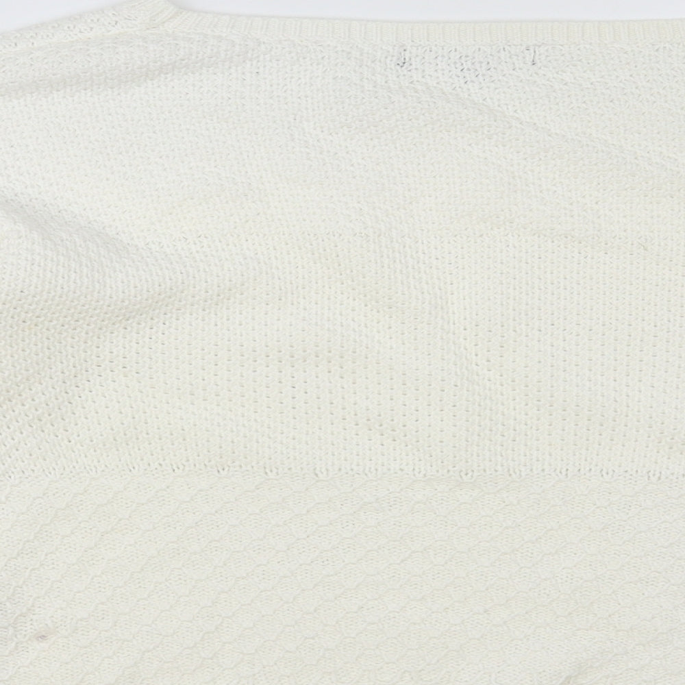 New Look Womens White Boat Neck Cotton Pullover Jumper Size 8