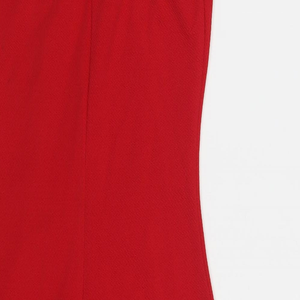 Preworn Womens Red Polyester Mini Size XS Square Neck Pullover