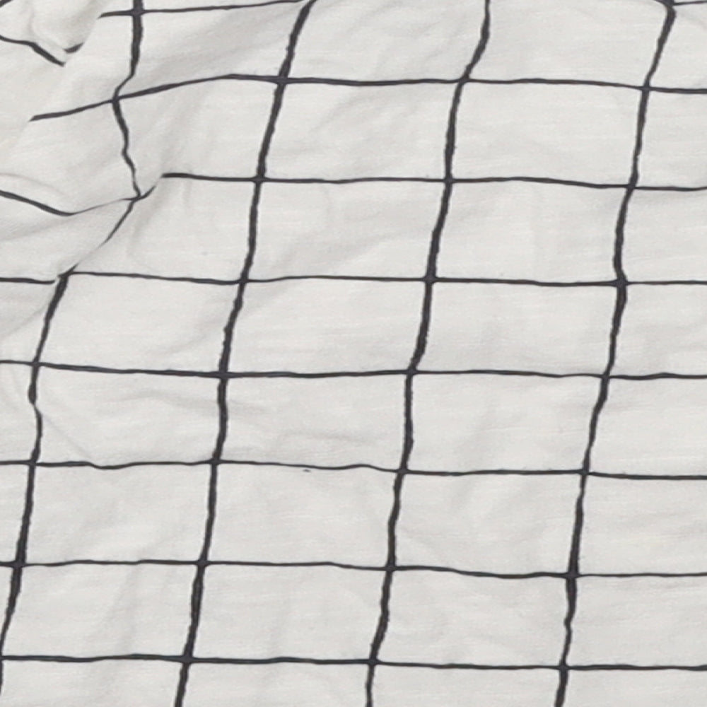 Next Boys White Check Cotton Basic T-Shirt Size 6-9 Months Round Neck Pullover