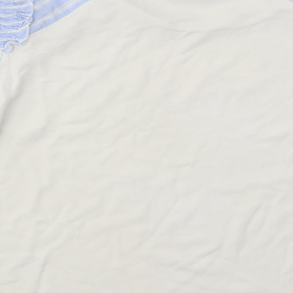 Gallery Womens White Cotton Basic T-Shirt Size XL Round Neck - Puff Sleeves