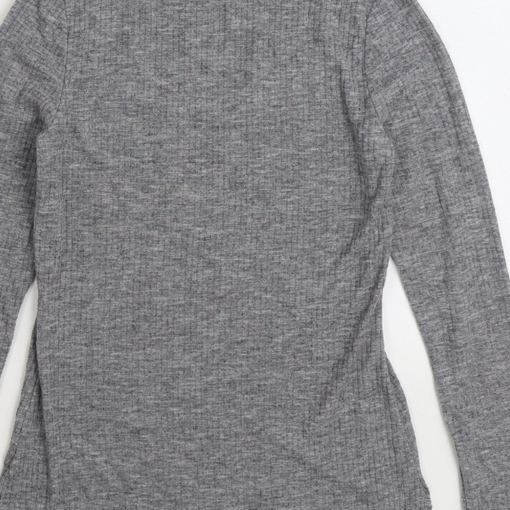 River Island Womens Grey Mock Neck Polyester Pullover Jumper Size 8