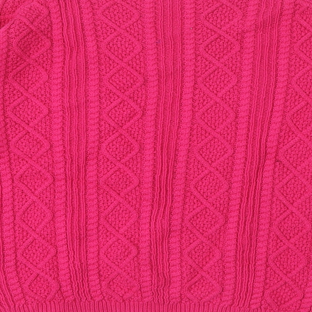 Tru Collection Womens Pink Round Neck 100% Cotton Pullover Jumper Size L