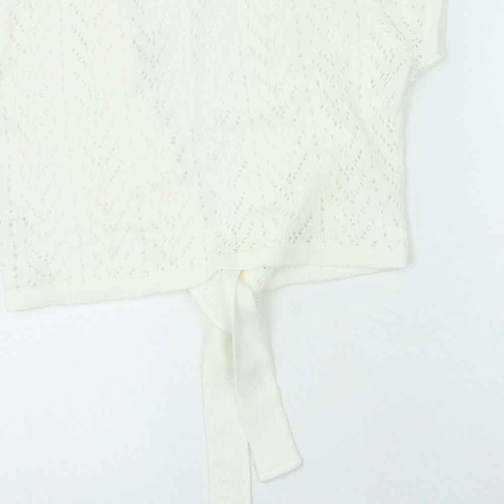 Select Womens White V-Neck Acrylic Cardigan Jumper Size XL