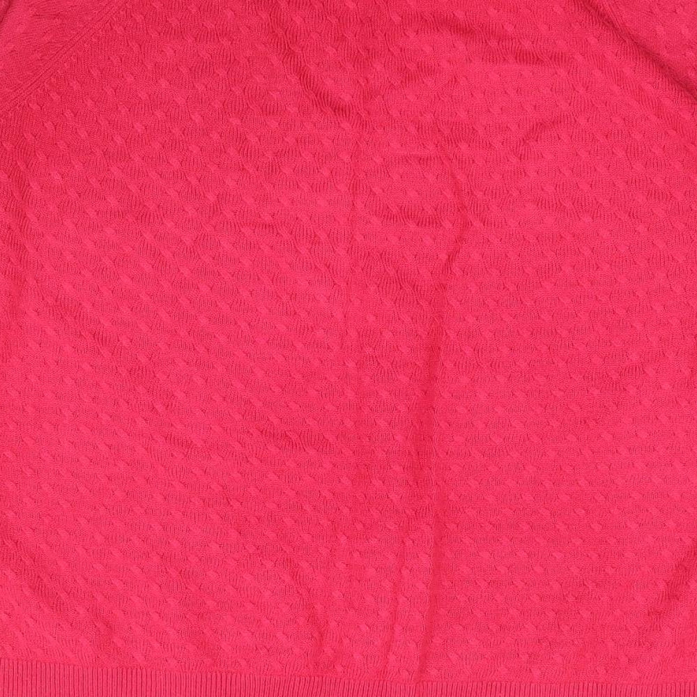 Per Una Womens Pink Square Neck Acrylic Pullover Jumper Size 14