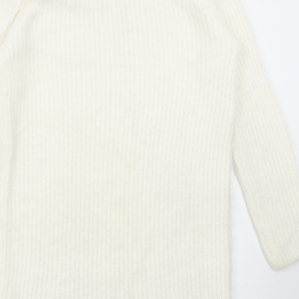Select Womens White Boat Neck Acrylic Pullover Jumper Size 14
