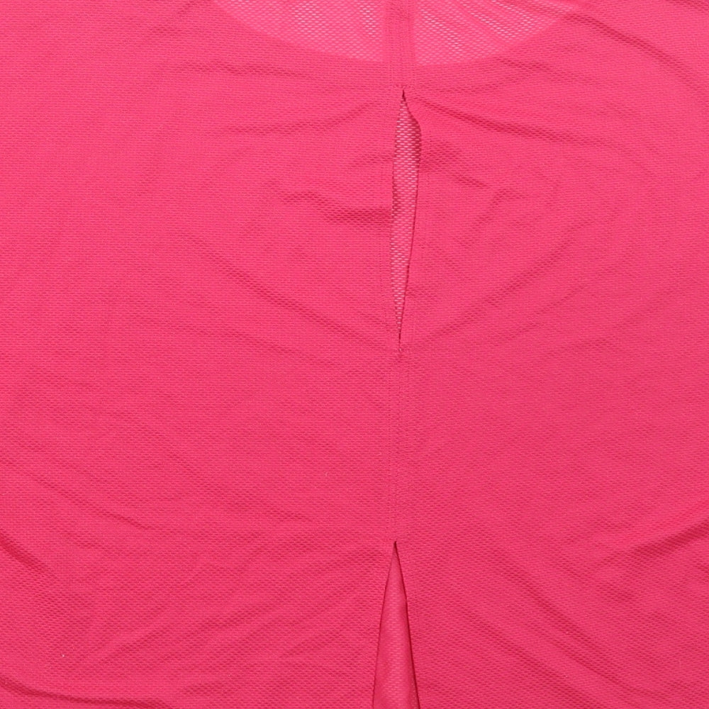 Marks & Spencer Womens Pink Polyester Basic T-Shirt Size 14 Round Neck