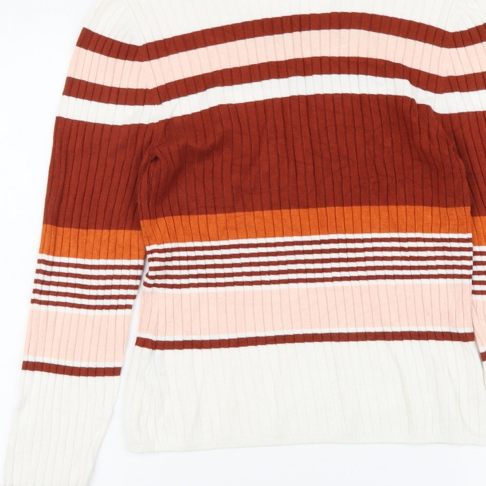 Miss Selfridge Womens Multicoloured Round Neck Striped Acrylic Pullover Jumper Size 12