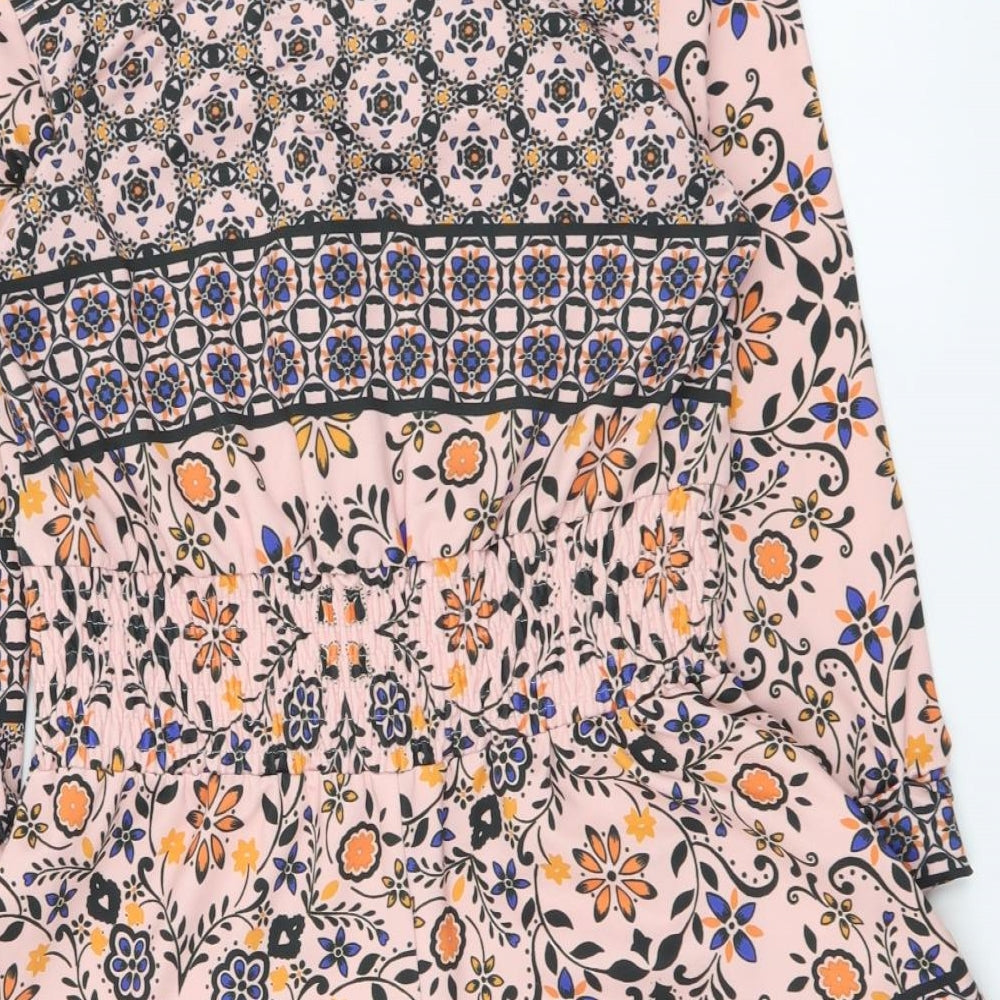 ASOS Womens Multicoloured Geometric Polyester Playsuit One-Piece Size 8 Button