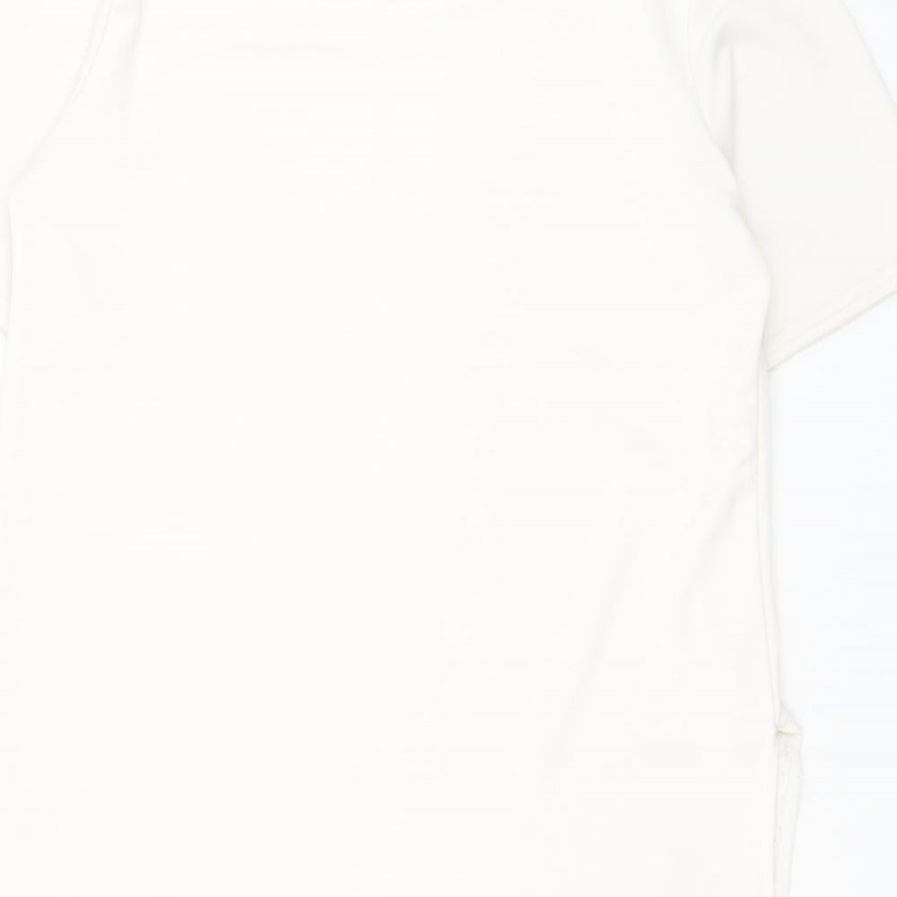 Parisian Collection Womens White Polyester Basic Blouse Size 8 Round Neck